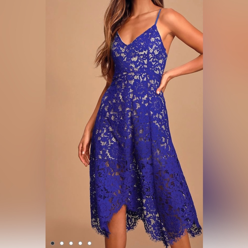 NWT Lulus Royal Blue Lace Midi Dress